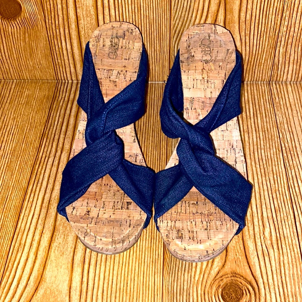 NWOT Blue Denim Wedges sz9